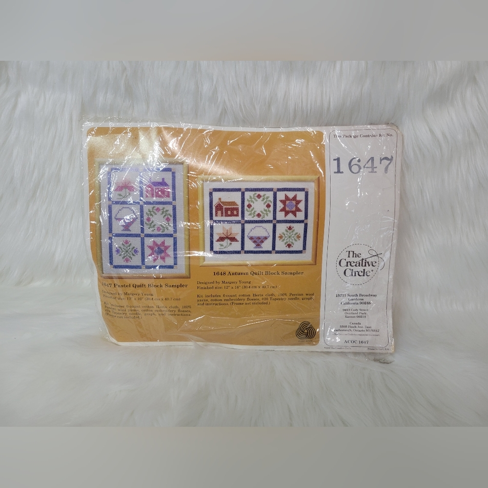 Cross Stitch CREATIVE CIRCLE Autumn Quilt Block Sampler #1648 Vintage Needlework